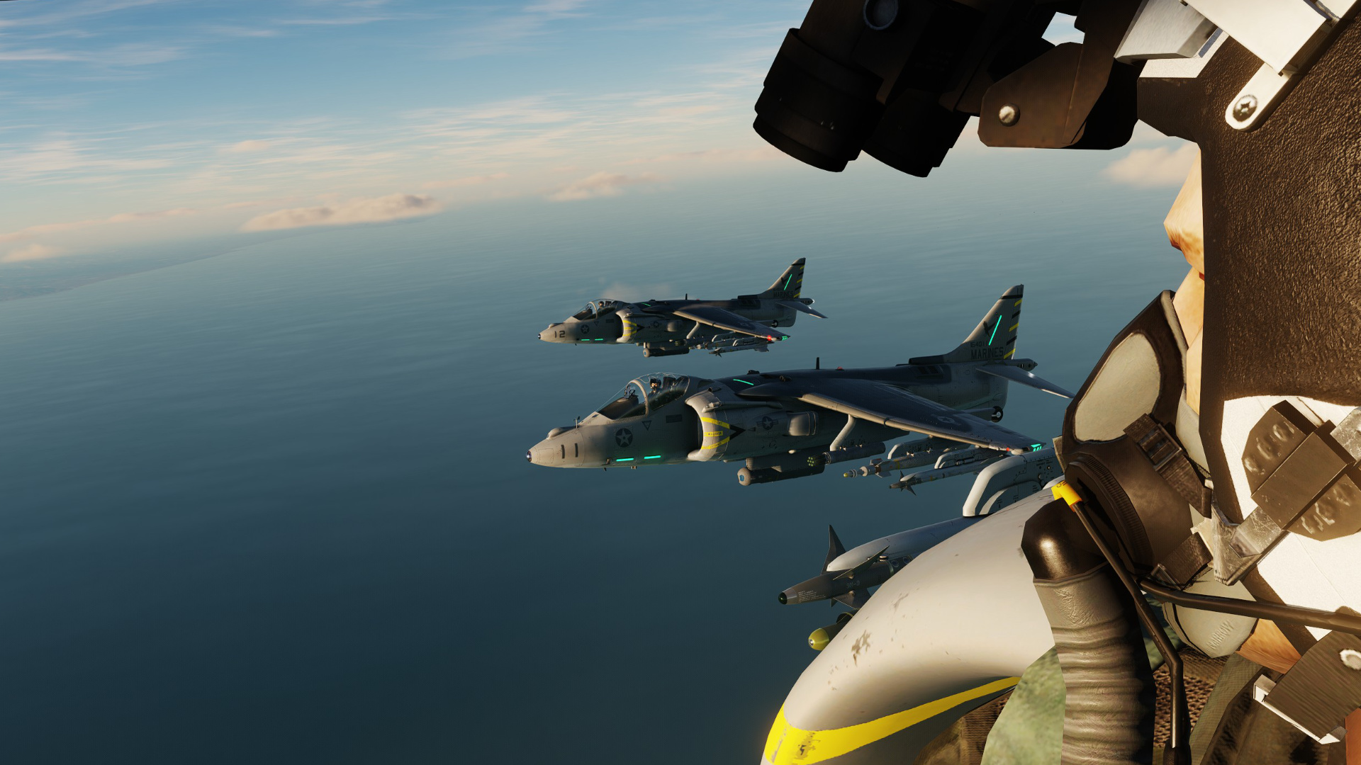 Pilot beobachtet Harrier-Wingmen